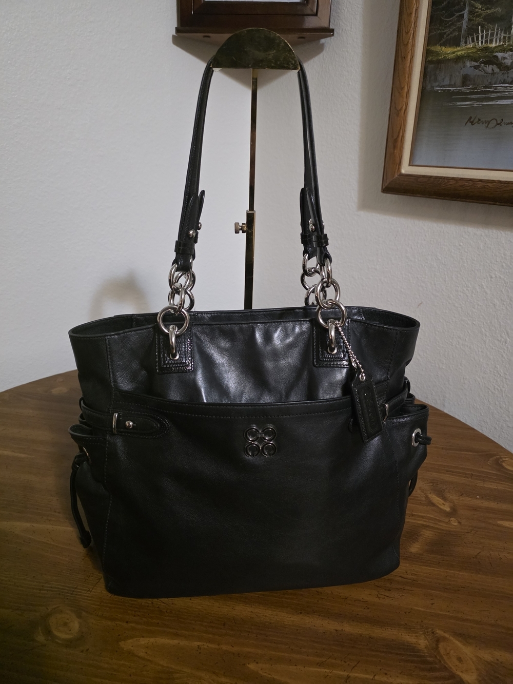 Coach Collette In Black Cowhide,buttery Soft Leather